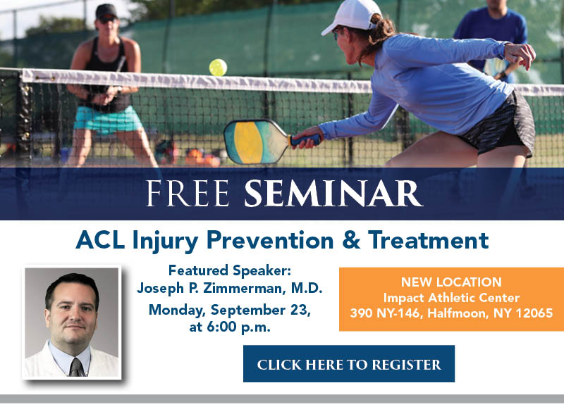 Free Seminar: ACL Injury Prevention & Treatment featuring speaker Joseph P. Zimmerman, M.D.